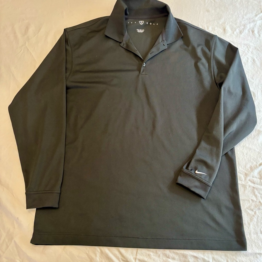 Nike Men's Black Long Sleeve Golf Dry-fit Polo - Picture 7 of 8
